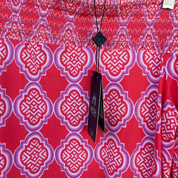 NWT Cabana Life UPF Sun Protection Coral Geo Smocked Dress Cover Up - Size Small - Picture 13 of 15